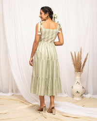 Thumbnail for FIORRA Women's Green Cotton Printed Dress - Distacart