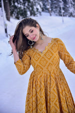 Thumbnail for Aastha Fashion Women's Mustard Cotton Silk Digital Printed Designer Kurti with Palazzo - Distacart