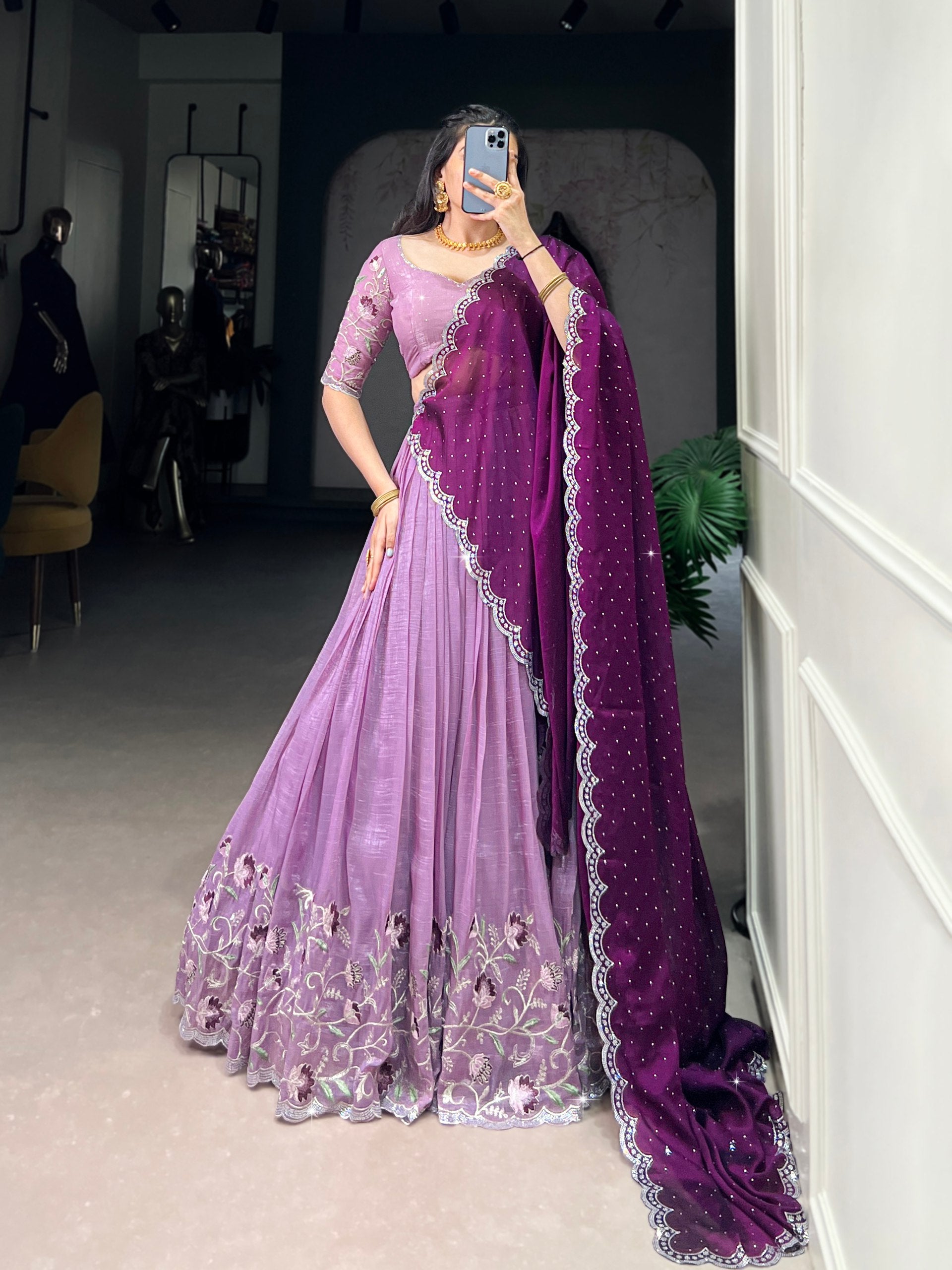 Lehenga Mart Designer Wedding Lehenga Choli For Women - Lavender - Distacart