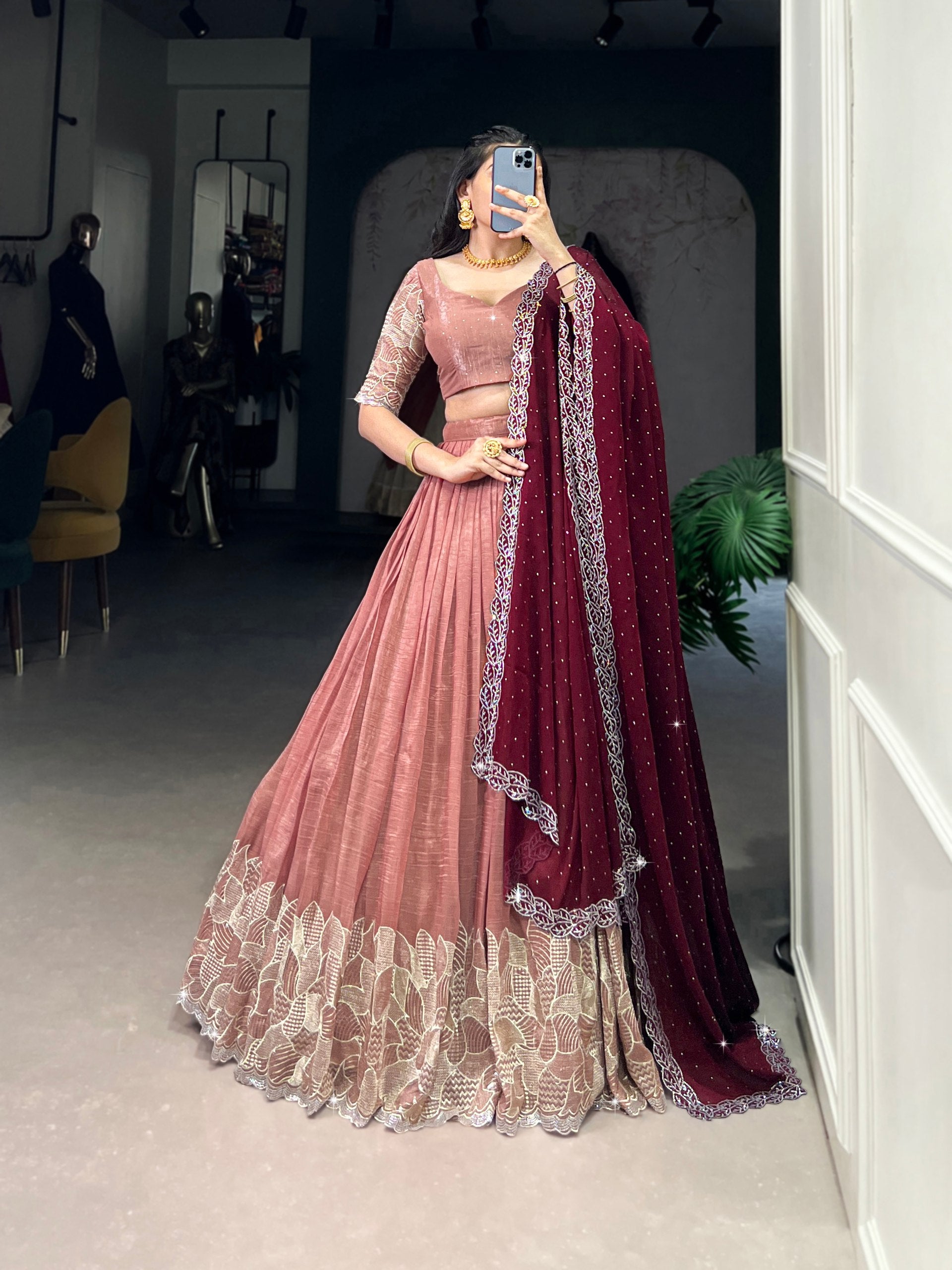 Lehenga Mart Designer Wedding Lehenga Choli For Women - Peach - Distacart