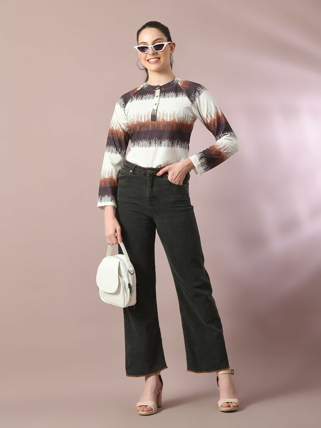 Myshka Women's Multi Embellished Raglan Sleeve Party Top - Distacart