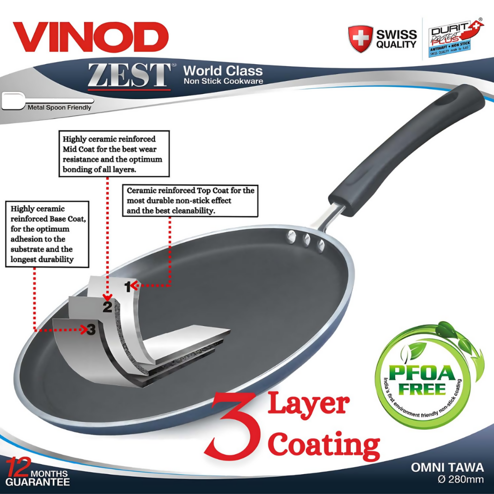 Vinod Zest Aluminium Non Stick Dosa Omni Tawa - Dista
