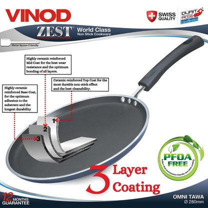 Vinod Zest Aluminium Non Stick Dosa Omni Tawa - Dista
