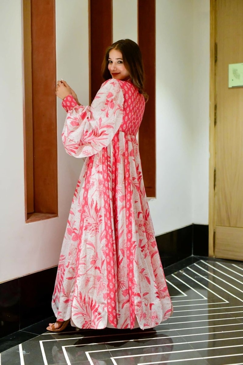 Aastha Fashion Women's Pink Cotton Silk Digital Printed Anarkali Dress - Distacart