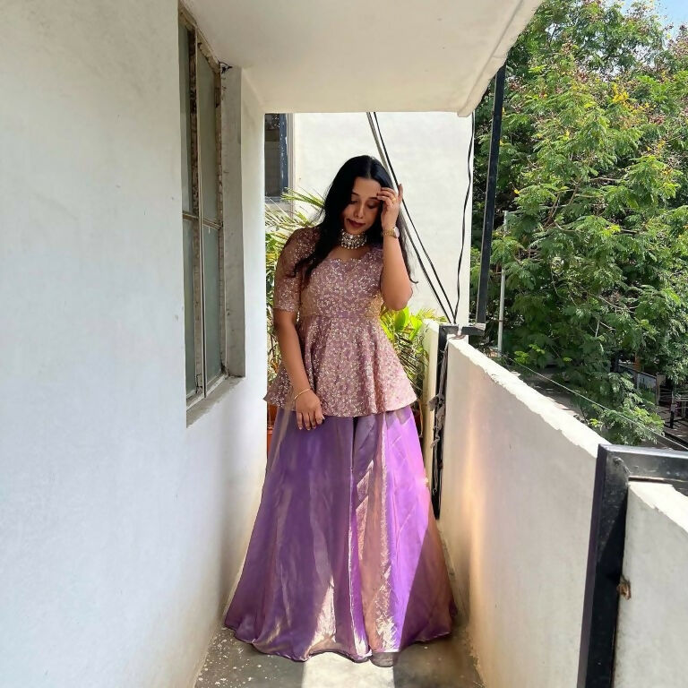 Teeya Creation Purple Color Crunchy Silk Embroidery Work Festiwal Wear Salwar Suit