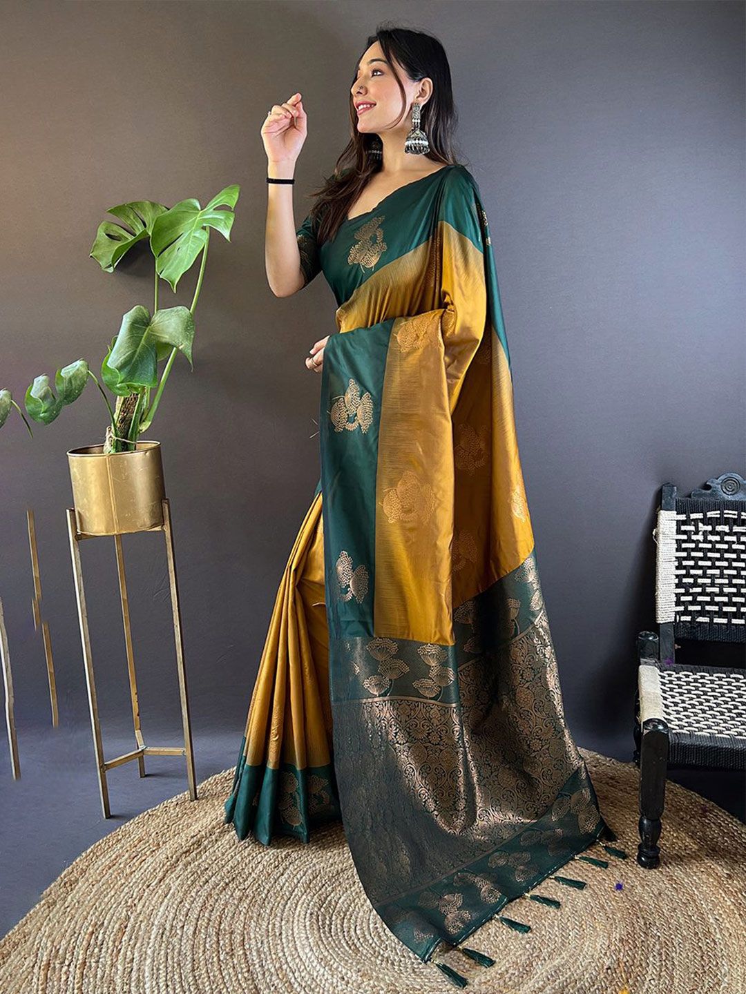 Mitera Woven Design Zari Tussar Saree - Distacart