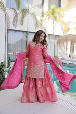Thumbnail for Teeya Creation Womens New Pink Color Fendi Crush With Zari & Sequins Embroidered Work - Dista