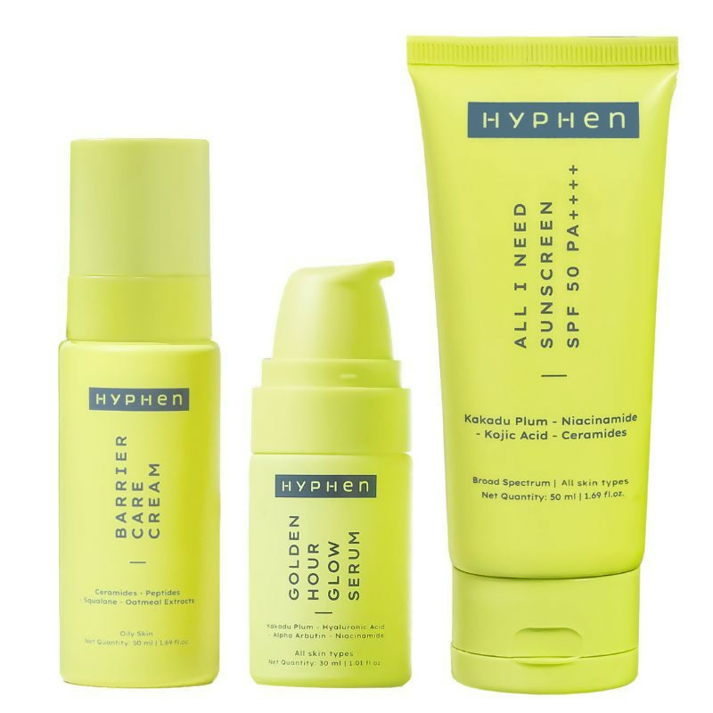 Hyphen By Kriti Sanon Daily Face Care Regime Combo - Oily & Combination Skin, with Glow Serum, Moisturizer & Sunscreen - Distacart
