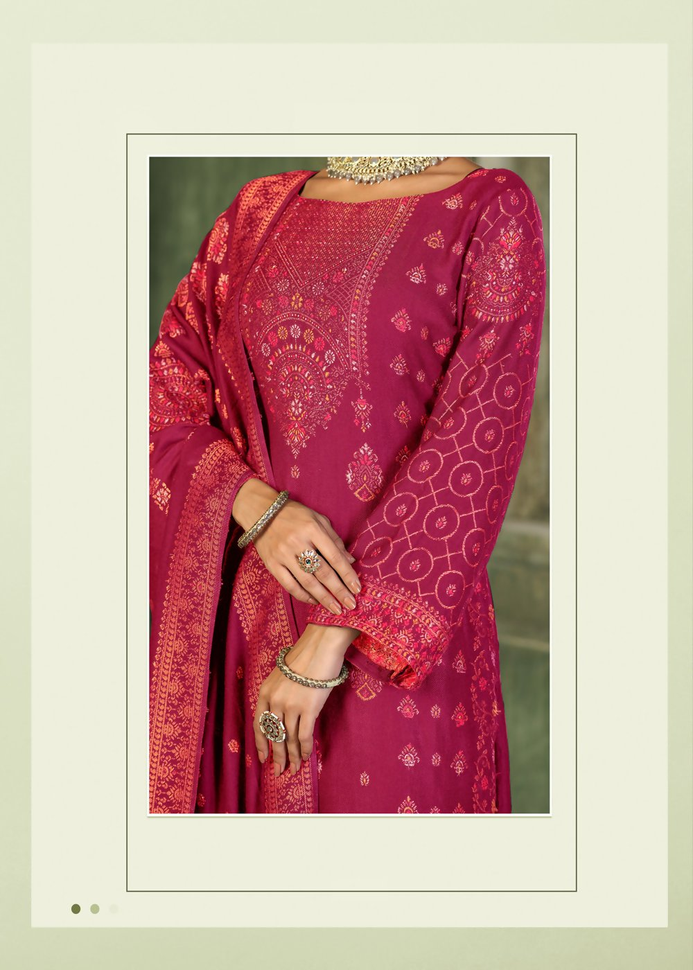 Red Viscose Pasmina Mina Work Kurta & Bottom with Dupatta - Natasha - Distacart