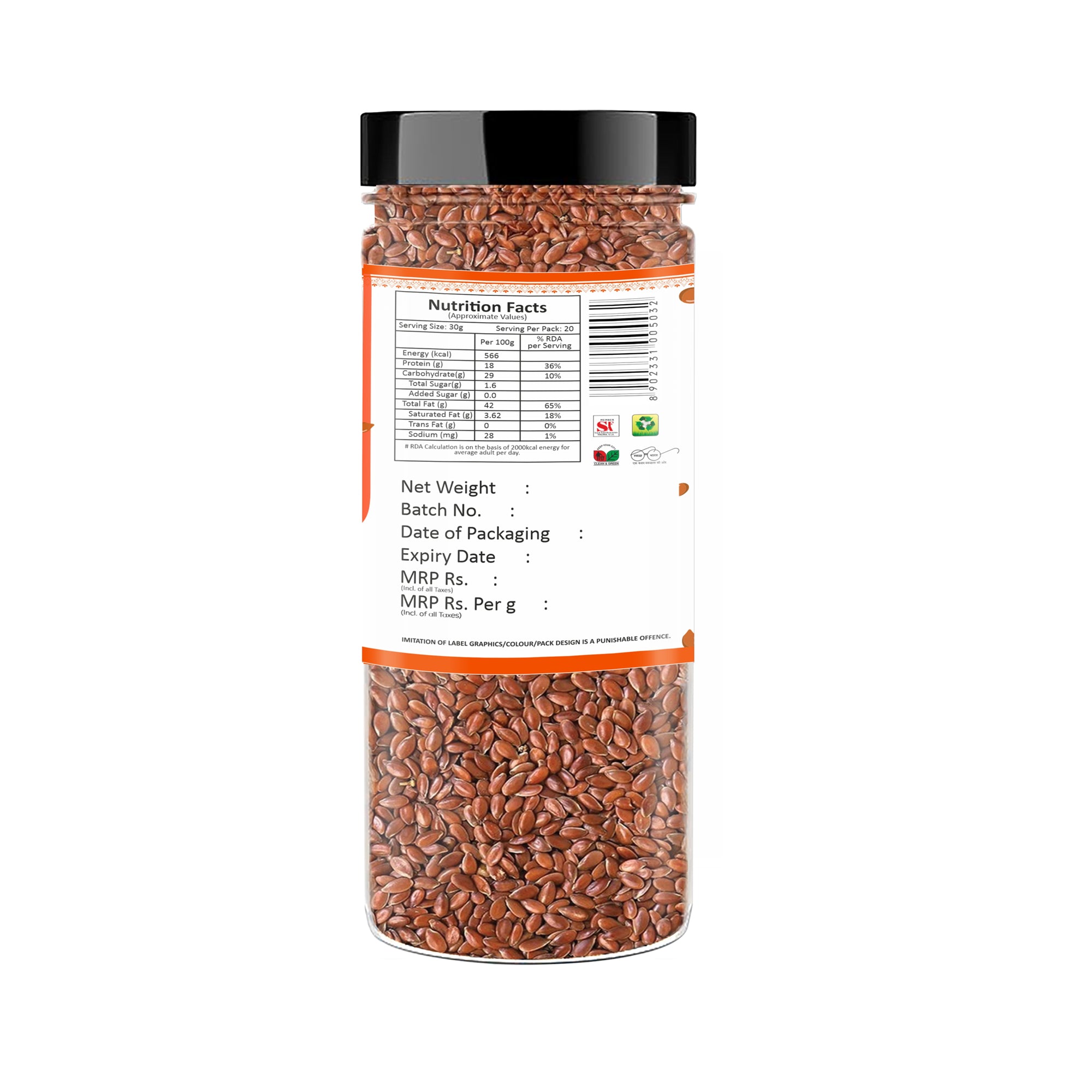 Yum Yum Roasted & Salted Flax Seeds Jar - Dista