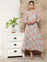 Thumbnail for Yufta Floral Chiffon A-Line Midi Dress