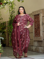 Thumbnail for Yufta Floral Print Plus Size Gotta Patti Pure Cotton Kurta with Trousers & Dupatta - Distacart