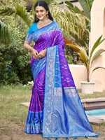 Thumbnail for Astita Purple Pochampally Silk Saree - Distacart
