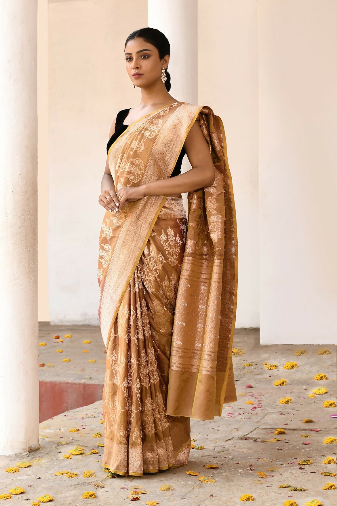 Joban Fashion Olive Pure Katan Pure Handloom Banarasi Silk Saree