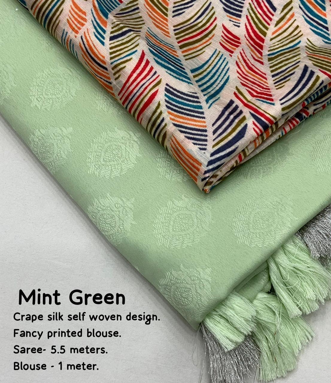 Green Poly Crepe Ethnic Motifs Saree with Unstitched Blouse - Hiral Fashion - Distacart