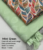 Thumbnail for Green Poly Crepe Ethnic Motifs Saree with Unstitched Blouse - Hiral Fashion - Distacart