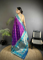 Thumbnail for Joban Fashion Purple Banarasi Soft Silk Woven Butti Saree