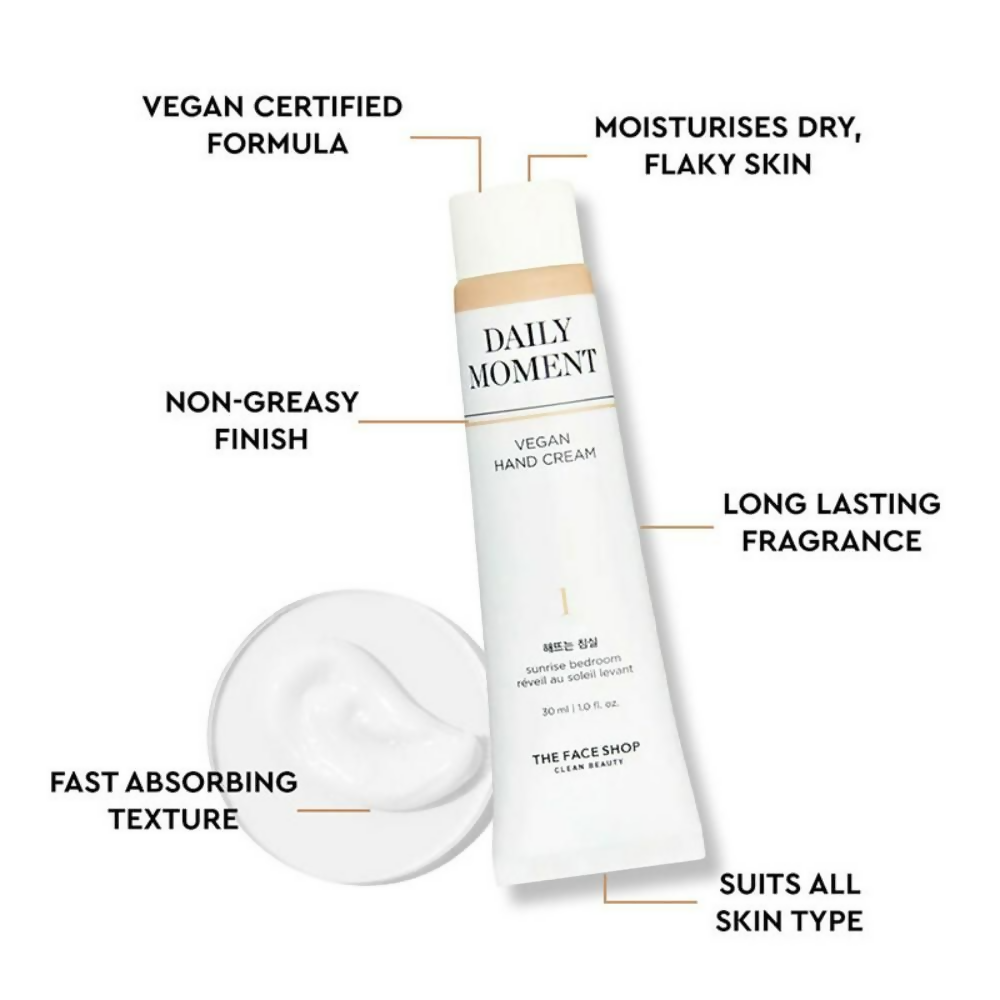 The Face Shop Non-Greasy Vegan Hand Cream - Sunrise Bedroom With Hyaluronic Acid - Distacart