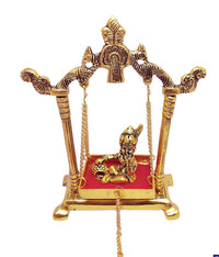 Thumbnail for KridayKraft Laddu Gopal on Jhulla Palana Metal Statue - Distacart