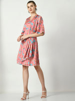 Thumbnail for Myshka Women's Pink Printed Dress - Distacart