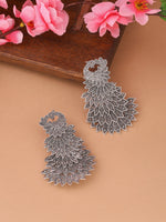 Thumbnail for NVR Women Silver Toned Contemporary Drop Earrings - Distacart
