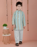 Thumbnail for Joban Fashion Kids Island Cotton Full Sleeves Striped Kurta and Pyjama- Blue - Distacart