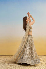 Thumbnail for Aastha Fashion Ivory Butterfly Net White Cotton Thread Work And Sequence Work Embroidery Wedding Wear Lehenga Choli - Distacart