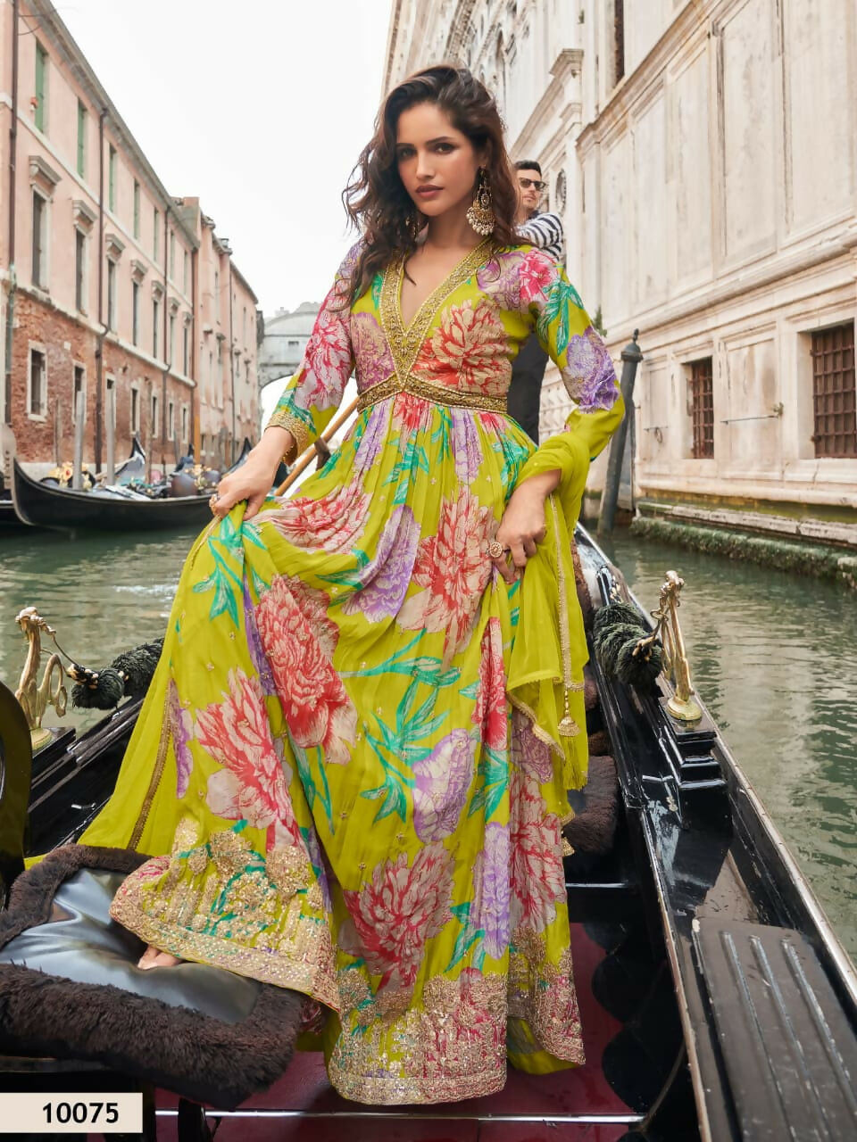 Anaita Mustard Chinon Silk Readymade Anarkali Suit with Embroidery Work - Distacart