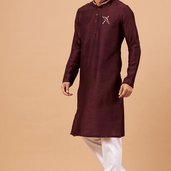 Adira Gold Zari Embroidered Kurta by Hilo Design - Distacart