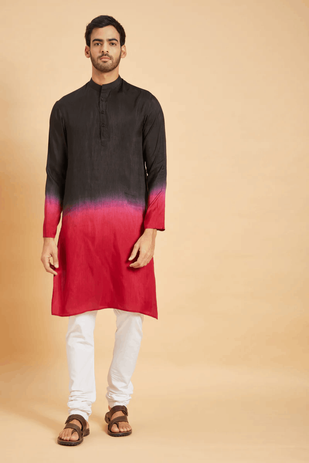 Red Knight Ombre Kurta by Hilo Design - Distacart
