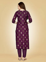 Thumbnail for Aastha Fashion Women's Wine Viscose Rayon Embroidered Kurta Pant Set - Distacart