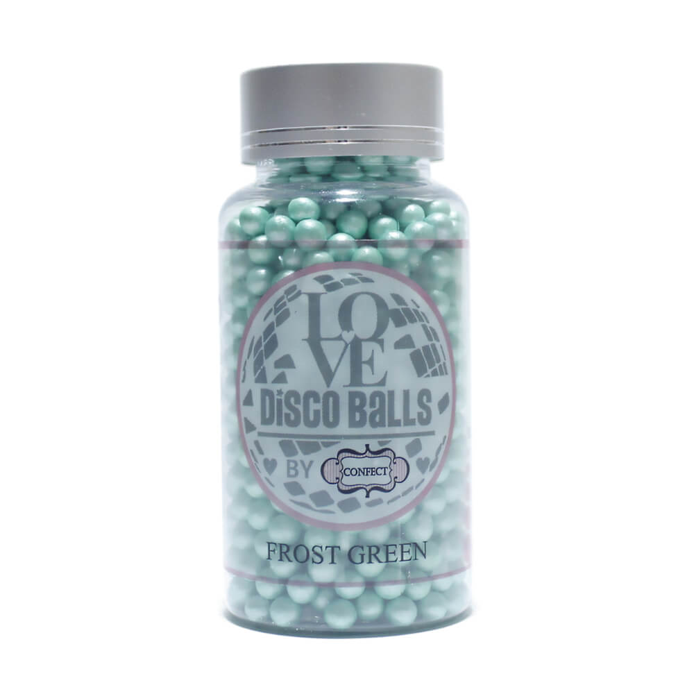 confect frost green disco balls sprinkles 5 mm 120 gms
