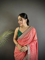 Thumbnail for Joban Fashion Baby Pink Bandhej Bandhani Vichitra Silk Bandhani Prints Saree