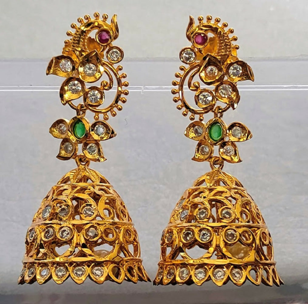 Multicolor Peacock Bridal Jhumkas - Distacart