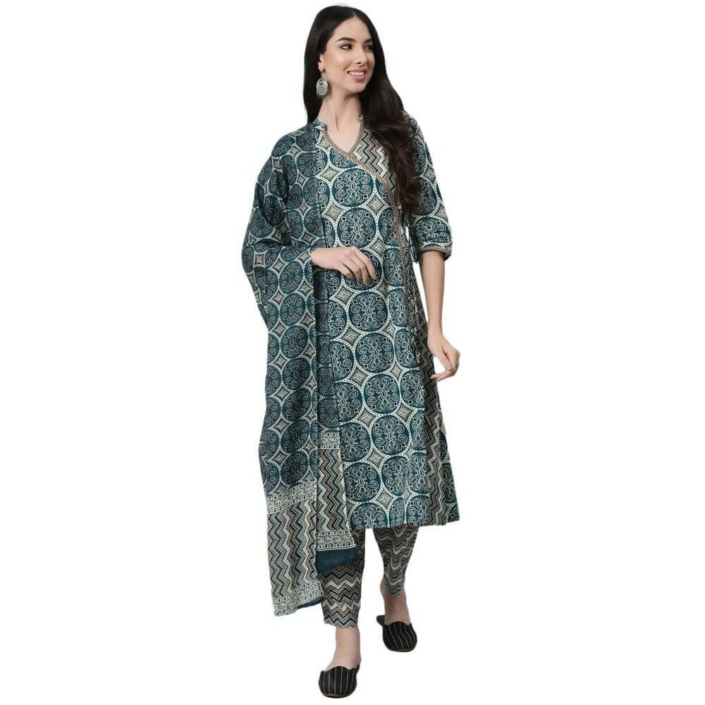 Anubhutee women's Blue Kurta Trouser with Dupatta Set - Distacart