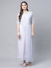 Ahalyaa Womens Blue Crepe & Net Silver Glitter Print Jumpsuit - Distacart