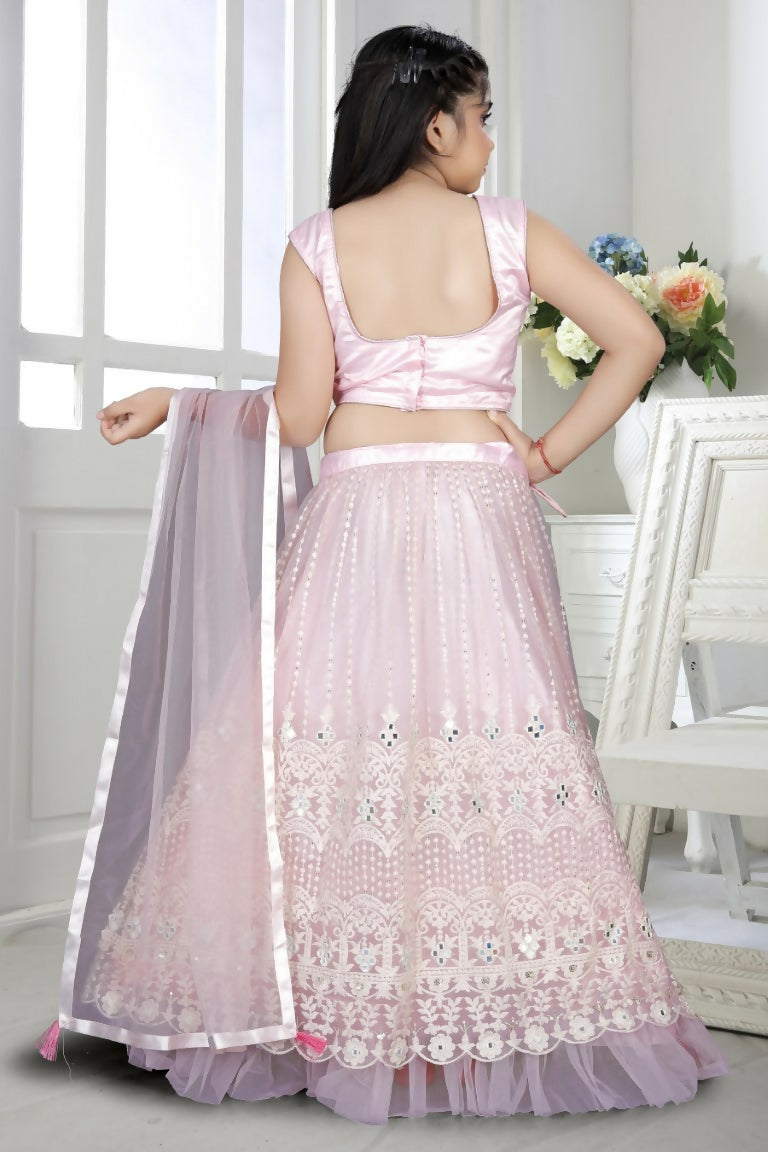 Wedding Designer Pink Net Kidswear Lehenga - Aaradhna - Distacart