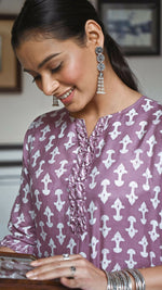 Thumbnail for Jyoti Fashion Women's Purple Pure Muslin Heavy Digital Printed Kurta Plazo Set - Distacart
