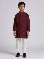 Thumbnail for Joban Fashion Kids Island Traditional Ethnic Wear with Silk Sequence Embroidery Full Sleeves Kurta and Pyjama Set - Wine - Distacart