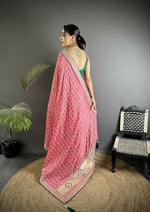 Thumbnail for Joban Fashion Dusty Pink Bandhej Bandhani Vichitra Silk Bandhani Prints Saree