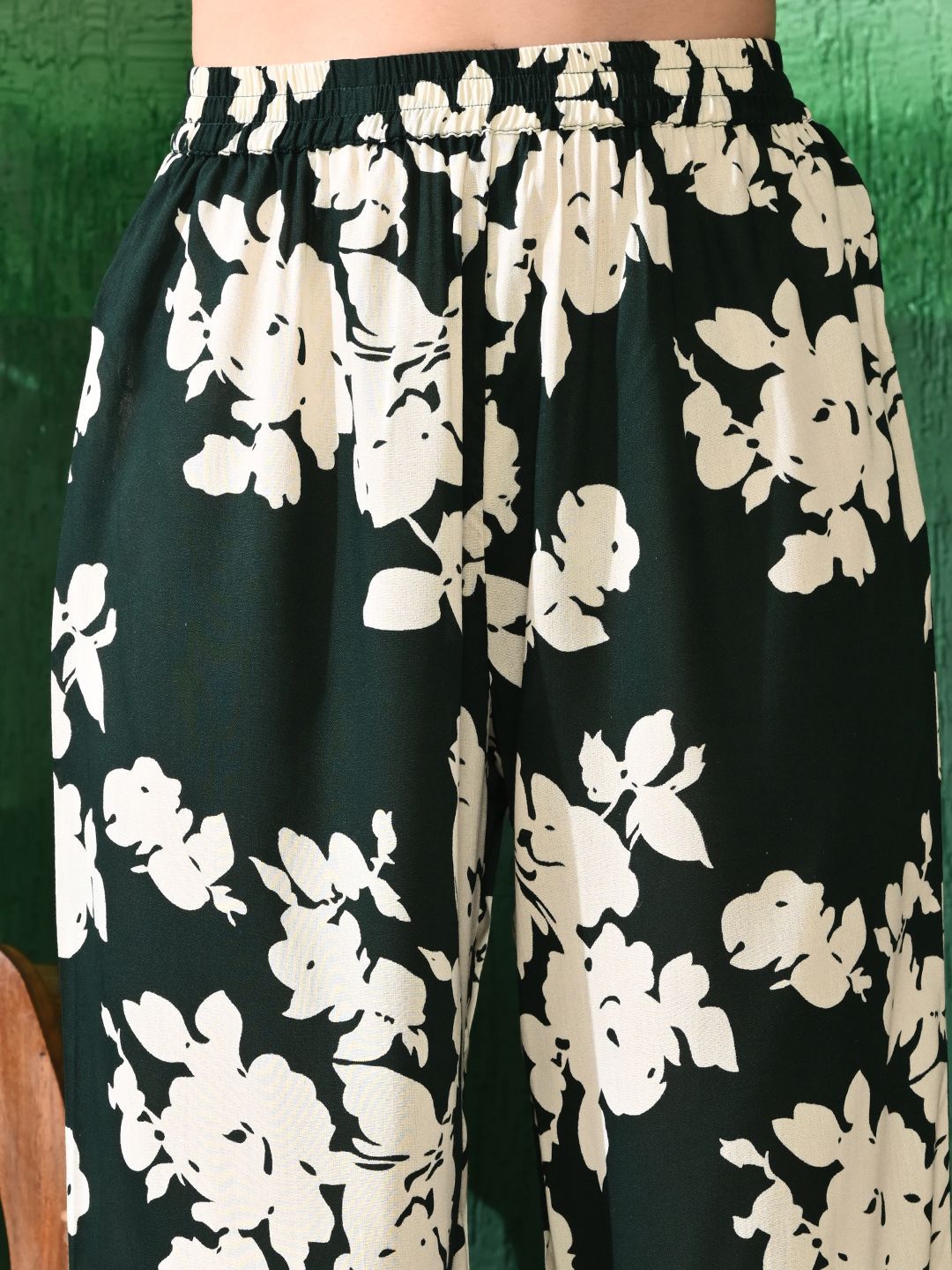 Sangria Printed A-Line Kurti With Trouser