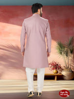 Thumbnail for Joban Fashion Men's Pink Straight Silk Thread And Sequence Embroidary All Over Indo-Western Kurta Set - Distacart