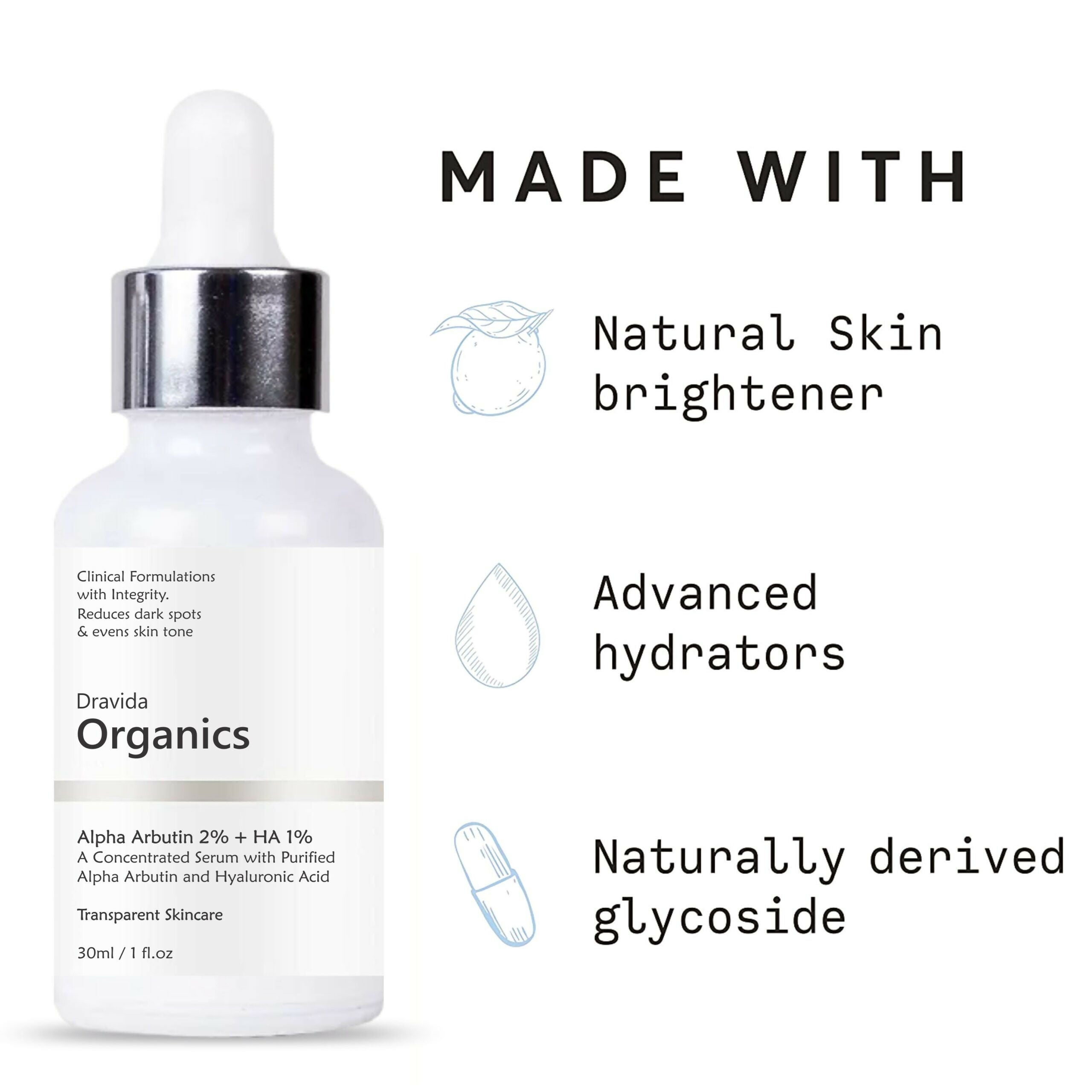 Dravida Organics Alpha Arbutin Face Serum - Dista