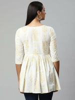 Thumbnail for Ahalyaa Women Off White Beautiful Pure Cotton Printed Tunic - Distacart