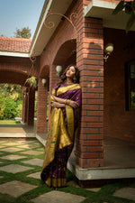 Thumbnail for Jyoti Fashion Women's Wine Paithani Silk Zari Woven Saree with Blouse - Distacart