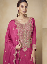 Thumbnail for Vegaa Fashion Pink Embroidered And Hand Work Kurta Palazzo Suit