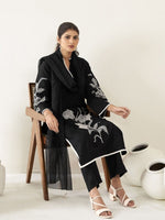 Thumbnail for Anouk Floral Embroidered Regular Chanderi Silk Straight Kurta with Trousers & Dupatta