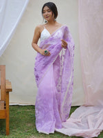 Thumbnail for Anouk Floral Embroidered Organza Saree