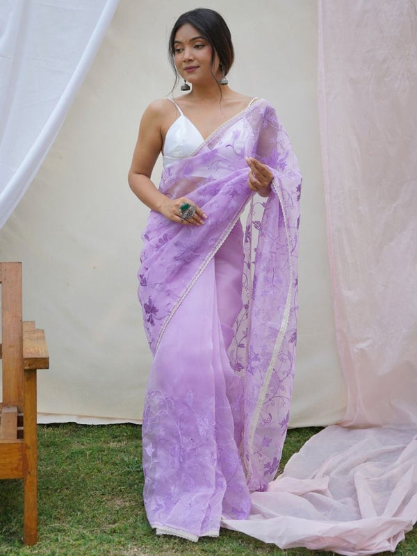 Anouk Floral Embroidered Organza Saree
