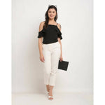 Thumbnail for Aastha Fashion Women's Black Polyester Solid Casual Top - Distacart